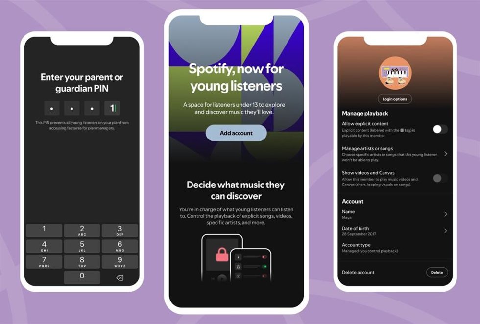 Nuevas cuentas administradas para menores del plan Premium Familiar de Spotify.