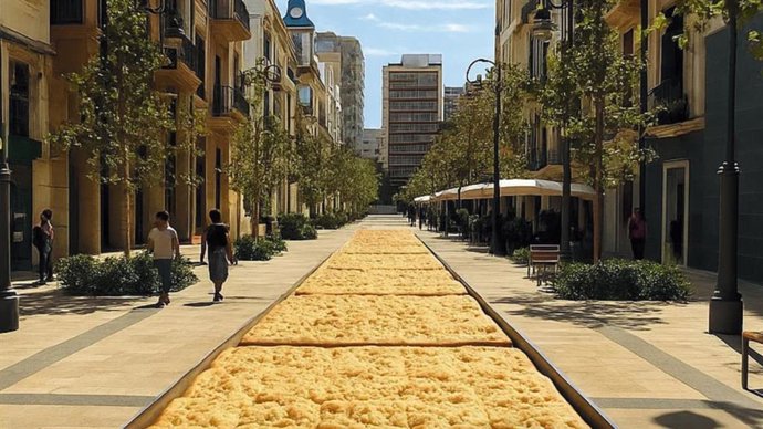 Alicante ofrece una coca de mollitas "de récord" en la avenida de la Constitución