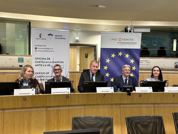 El director gerente de la Agencia de Transformación Digital de Castilla-La Mancha, Juan Ángel Morejudo, durante su participación en el Workshop de la 23ª Semana Europea de las Regiones