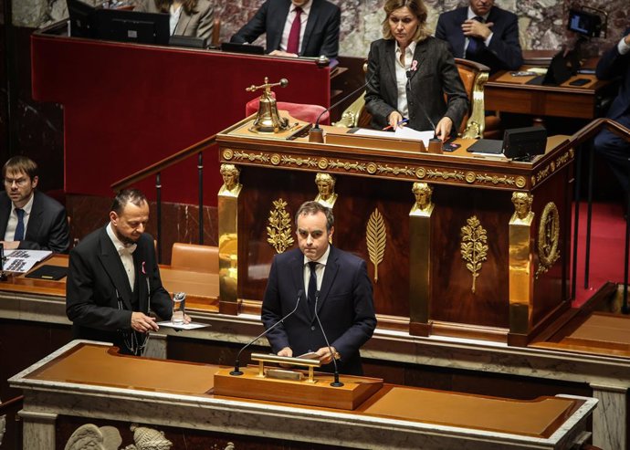 October 14, 2025, Saint Ouen, Paris, France: Prime Minister SÃbastien Lecornu delivered his general policy statement to the National Assembly on Tuesday, October 14 in Paris.