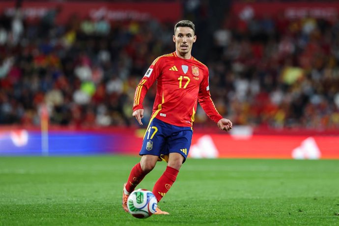 Alejandro Grimaldo of Spain in action during the FIFA World Cup 2026 qualifier match between Spain and Bulgaria at Jose Zorrilla on October 14, 2025 in Valladolid, Spain.
