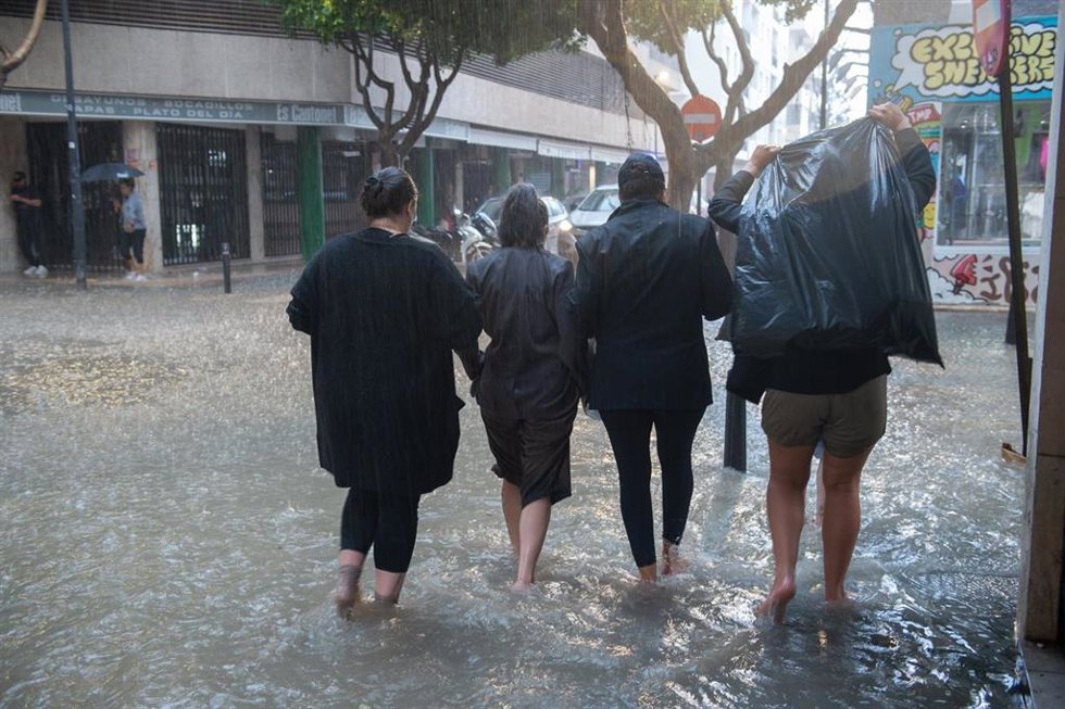 Calles inundadas, a 30 de septiembre de 2025, en Ibiza