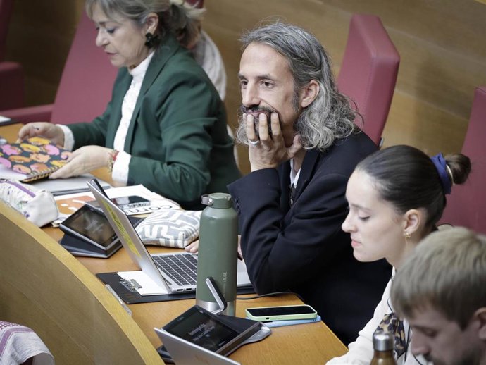 El diputado de Compromís en Les Corts Juan Bordera, este miércoles en el pleno