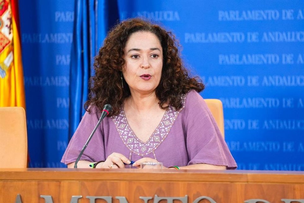 La portavoz de Por Andalucía, Inma Nieto, este miércoles en rueda de prensa.