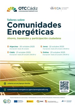 Cartel de los talleres de comunidades energéticas organizados por Diputación y UCA.
