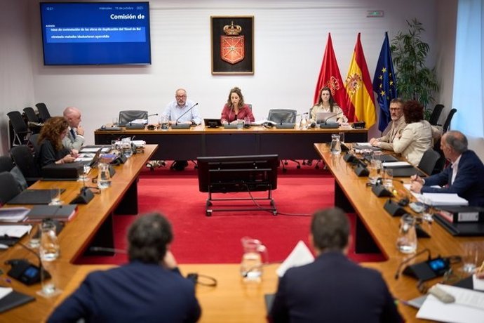 El secretario de la mesa de contratación de las obras de Belate, Lorenzo Serena, en la comisión de investigación del Parlamento de Navarra.
