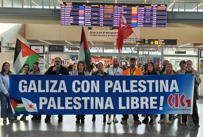 Protesta de la CIG por la huelga por Palestina