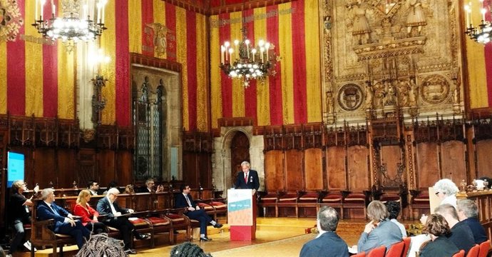El alcalde de Ramalah, Issa Kassis, durante su intervención.