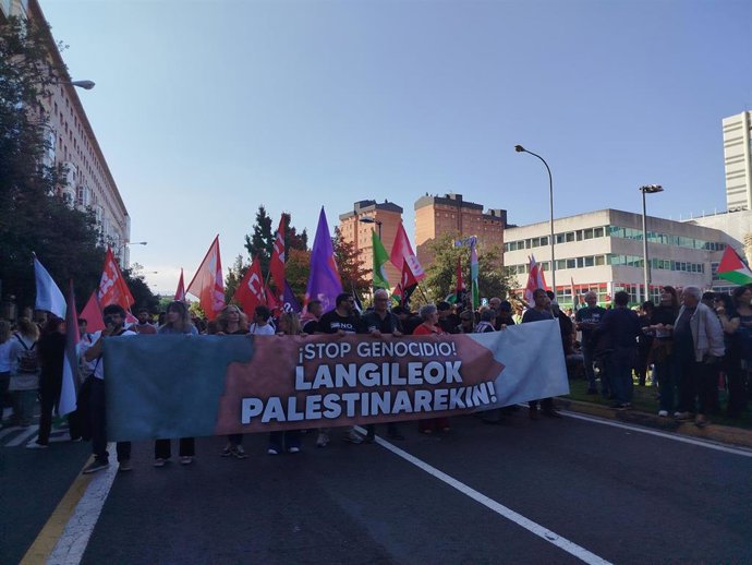 Imagen de la concentración convocada en Pamplona en "solidaridad con el pueblo palestino"