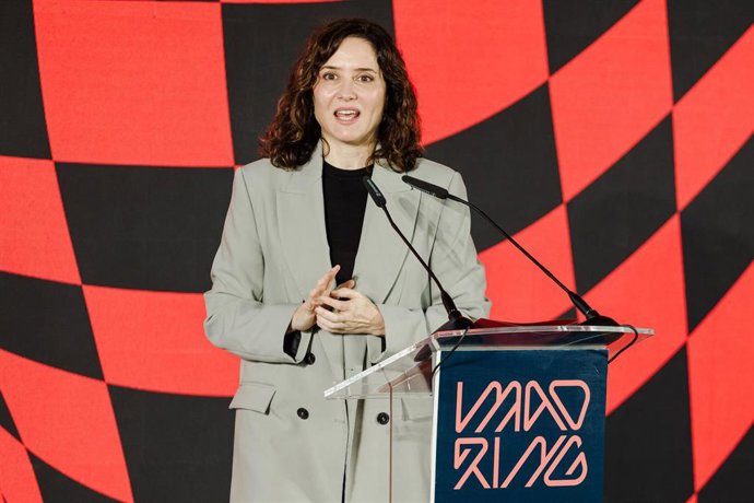 Archivo - La presidenta de la Comunidad de Madrid, Isabel Díaz Ayuso, durante la presentación del circuito de Fórmula 1 Madring