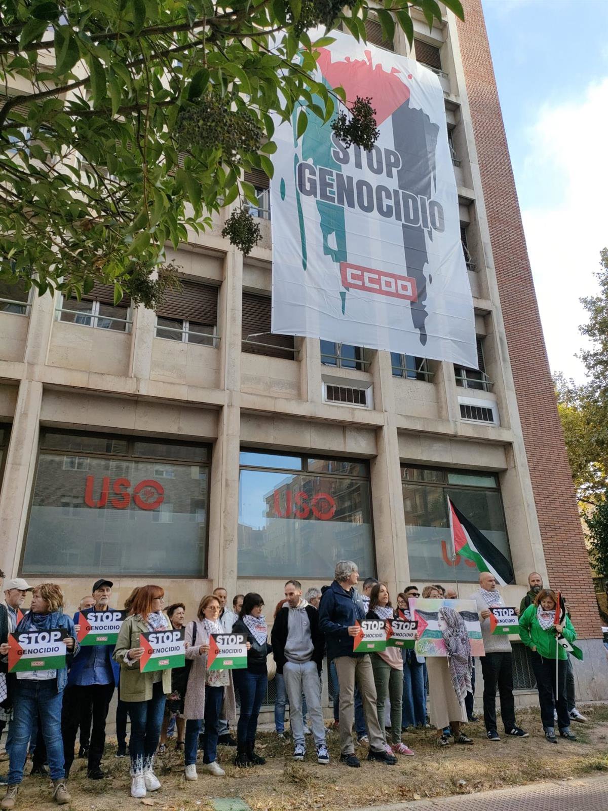 CCOO La Rioja se concentra en solidaridad con pueblo palestino y pide que entre ayuda humanitaria y retirada de tropas