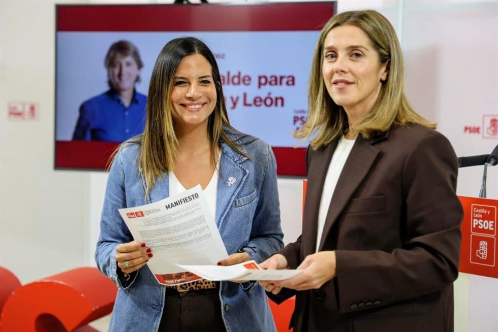 La vicesecretaria general del PSOE de Castilla y León, Nuria Rubio, y la secretaria de Igualdad, Lorena Valle, presentan en León el Manifiesto con motivo del Día Internacional de la Mujer Rural