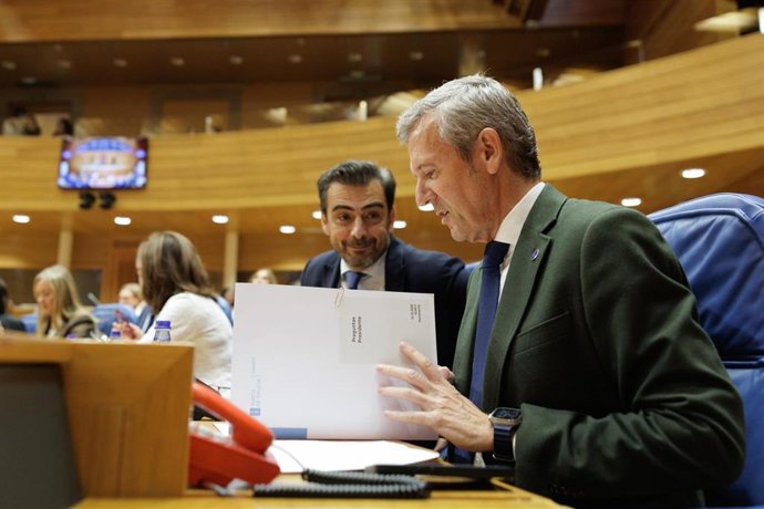 El presidente de la Xunta, Alfonso Rueda, en la sesión de control del Parlamento de Galicia