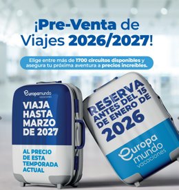 Europamundo lanza la preventa 2026/2027 con más de 1.700 viajes en los cinco continentes y 200 circuitos en España.