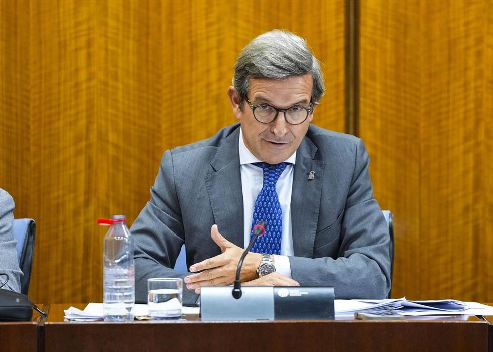 Jorge Paradela, durante su intervención en comisión en el Parlamento andaluz.