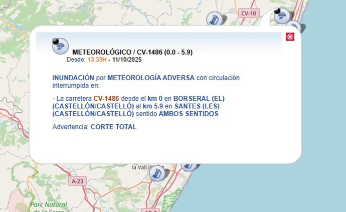 Carreteras cortadas por las lluvias