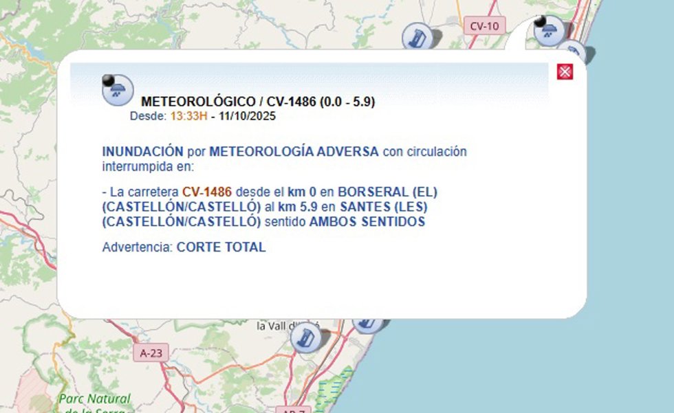 Carreteras cortadas por las lluvias
