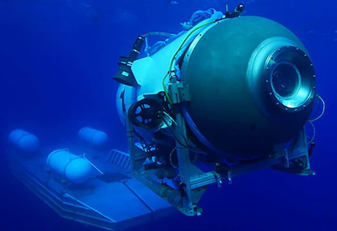 Archivo - Arquivo - Imagem de arquivo do submersível OceanGate 'Titan' antes de sua implosão em junho de 2023, durante um mergulho para visitar os destroços do Titanic.