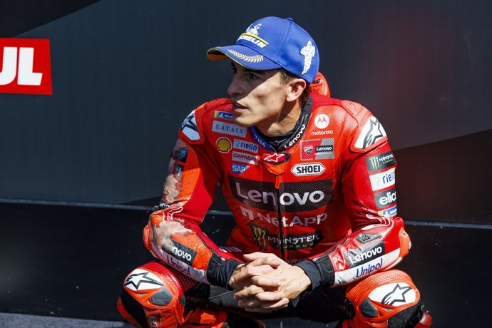September 27, 2025, Motegi, Tochigi Prefecture, Japan: Number 93 Ducati Lenovo Team rider Marc Marquez during is third after Qualifying at the 2025 Motul Grand Prix of Japan.,Image: 1040918557, License: Rights-managed, Restrictions: , Model Release: no, C