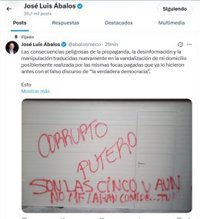 Ábalos denuncia pintadas insultantes en su domicilio y avisa a las autoridades: "Hoy soy yo, mañana serás tú"