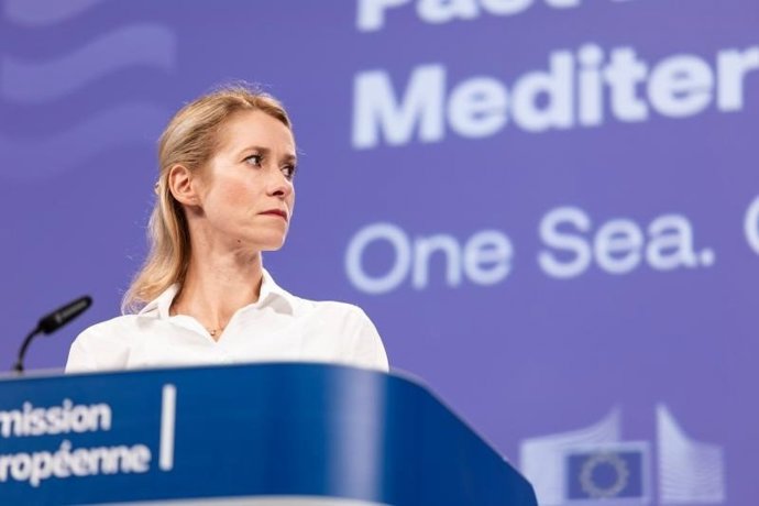 La Alta Representante de la UE, Kaja Kallas, en una rueda de prensa en la Comisión Europea.