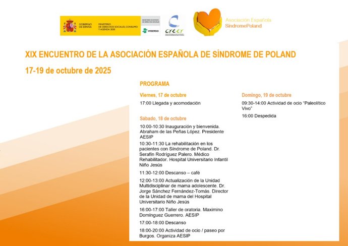 XIX Encuentro de la Asociación Española de Síndrome de Poland