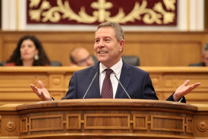 El presidente de la Junta de Castilla-La Mancha, Emiliano García-Page, durante la primera sesión del Debate sobre el Estado de la Región.