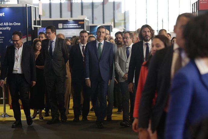 El presidente del Gobierno, Pedro Sánchez, participa en la clausura del Encuentro Internacional de Seguridad de la Información (ENISE) en León capital.