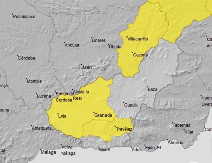Aviso amarillo este viernes 17 de octubre en Granada y Jaén por lluvias y tormentas que pueden dejar hasta 15 litros en una hora