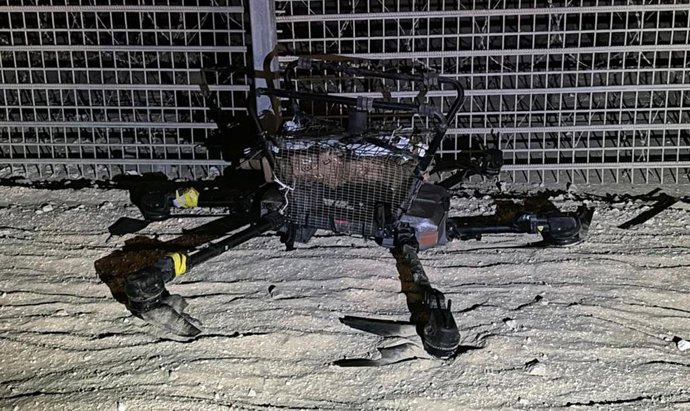 Archivo - Un dron con armas de contrabando interceptado por Israel tras entrar en su territorio desde Egipto