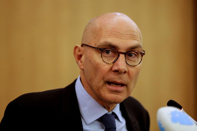 Archivo - El Alto Comisionado de Naciones Unidas para los Derechos Humanos, Volker Turk, durante una rueda de prensa en la capital de Líbano, Beirut, en enero de 2025 (archivo)