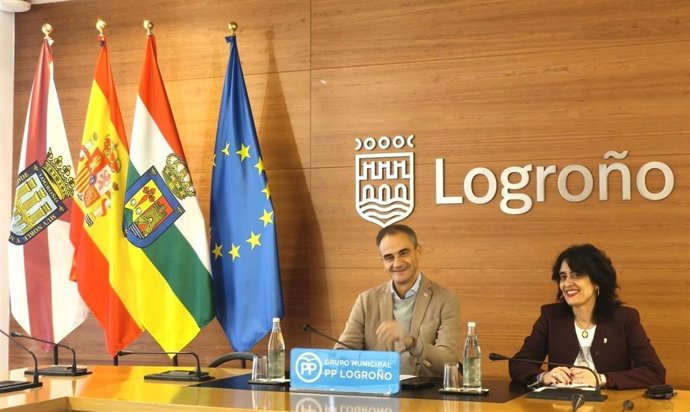 Miguel Sainz y Patricia Sainz, portavoces del Grupo Municipal del PP en el Ayuntamiento de Logroño