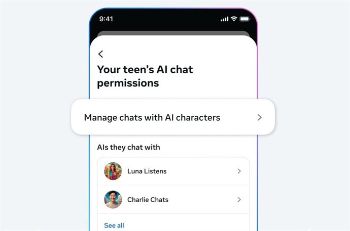 Controles parentales para limitar los chats entre menos y personajes de IA