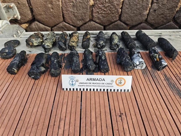 Proyectiles encontrados en aguas de Melilla