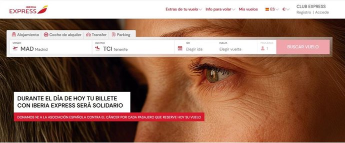 Iberia Express donará un euro a la AECC por cada billete que se compre hoy para apoyar la lucha contra el cáncer de mama.