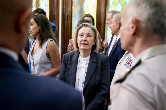 Archivo - La secretaria de Estado de Defensa, María Amparo Valcarce García, durante la jornada ‘Seguridad y Defensa ante el nuevo orden mundial’ de Europa Press, en el Auditorio CESEDEN, a 30 de junio de 2025, en Madrid (España).