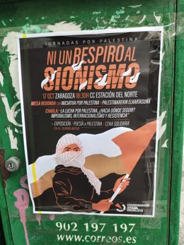 Cartel de la charla 'Ni un respiro al sionismo'