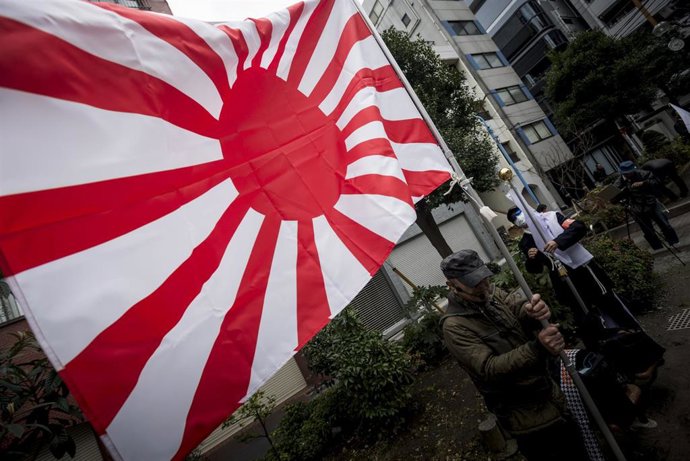 Archivo - Imagen de la bandera imperial japonesa.