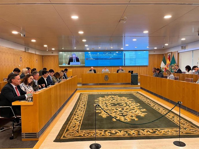 El pleno de la Diputación de Sevilla durante la sesión ordinaria del jueves 25 de septiembre de 2025. (Foto de archivo).