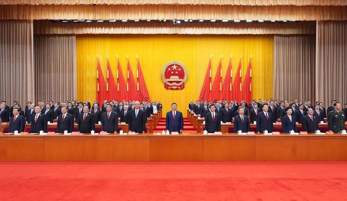 O presidente chinês Xi Jinping durante uma reunião do partido.