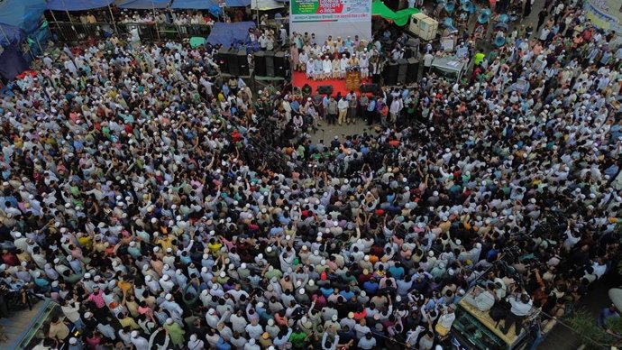 Imagen de archivo de un mitin en una calle de Dacca, Bangladesh.