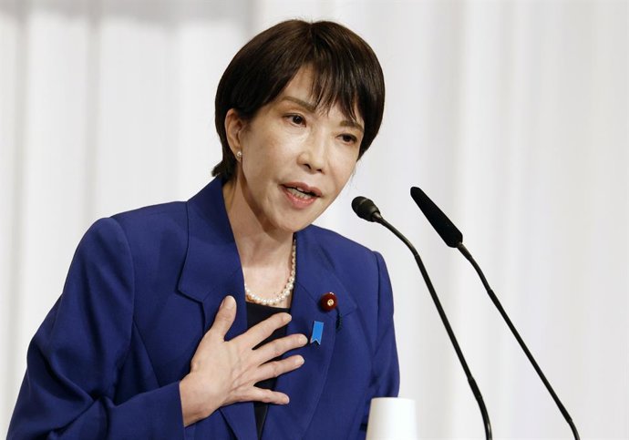 September 22, 2025, Tokyo, Tokyo, Japan: Former internal affairs minister Sanae Takaichi delivers a speech at the kick-off of the campaign for the LDP presidential election in Tokyo, Japan, 22 September 2025. Five lawmakers are running for the ruling Libe