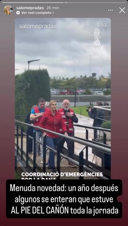 Imagen de la historia en el Instagram de Salomé Pradas