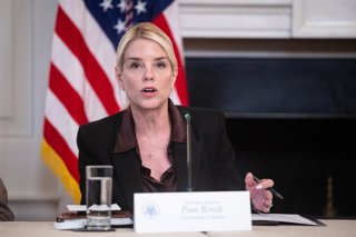 October 8, 2025, Washington, District Of Columbia, USA: United States Attorney General Pam Bondi speaks during a roundtable on antifa in the State Dining Room of the White House in Washington, DC, USA, October 8, 2025