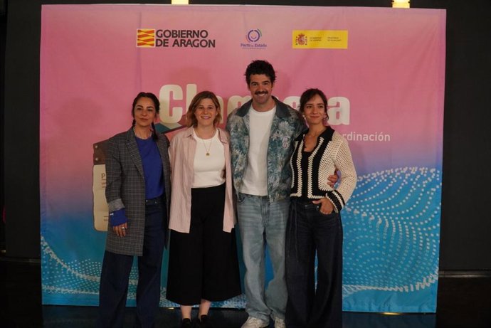 Nata Moreno, Ángela Cervantes, Miguel Ángel Muñoz y Tábata Cerezo en las jornadas de coordinación de intimidad organizadas por el Gobierno de Aragón.