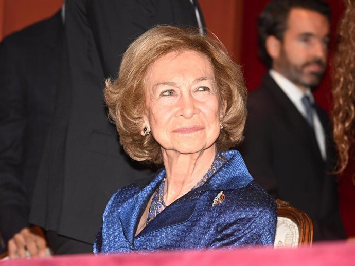 La Reina Sofía durante el estreno 'Metalepsis', de la Orquesta y Coro RTVE, a 17 de octubre de 2025, en Madrid (España).