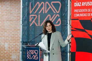 Archivo - La presidenta de la Comunidad de Madrid, Isabel Díaz Ayuso,  durante la presentación del circuito de Fórmula 1 Madring, en IFEMA Madrid, a 25 de abril de 2025, en Madrid (España). IFEMA Madrid acogerá en 2026 el Gran Premio de España de Fórmula 