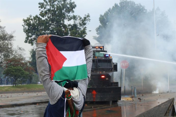 Protestos indígenas pró-palestinos na Colômbia