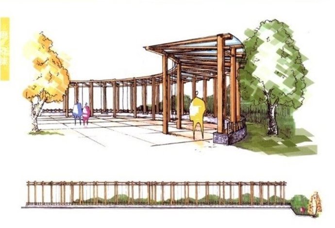 Infografía de la pérgola propuesta por los vecinos para la zona del aparcamiento de Mataleñas