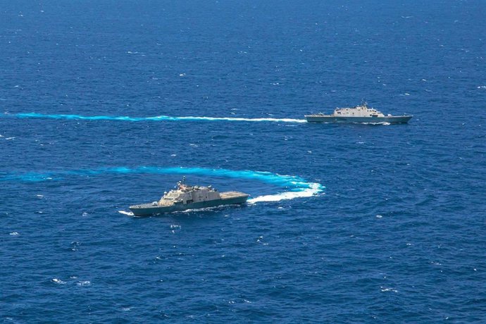 Archivo - Buques militares estadounidenses en el Caribe